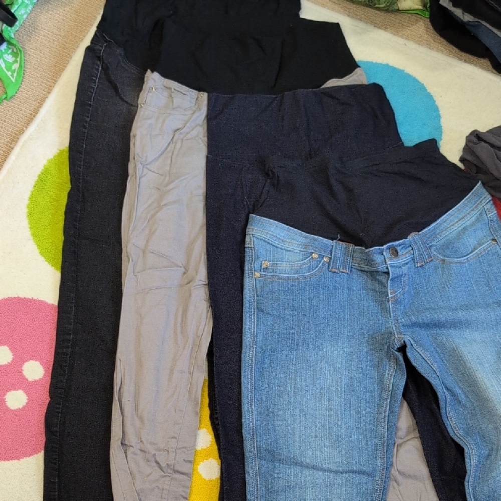 Bundle Of 4 Maternity Pants- 2 Jeans, One Legging One Pant.